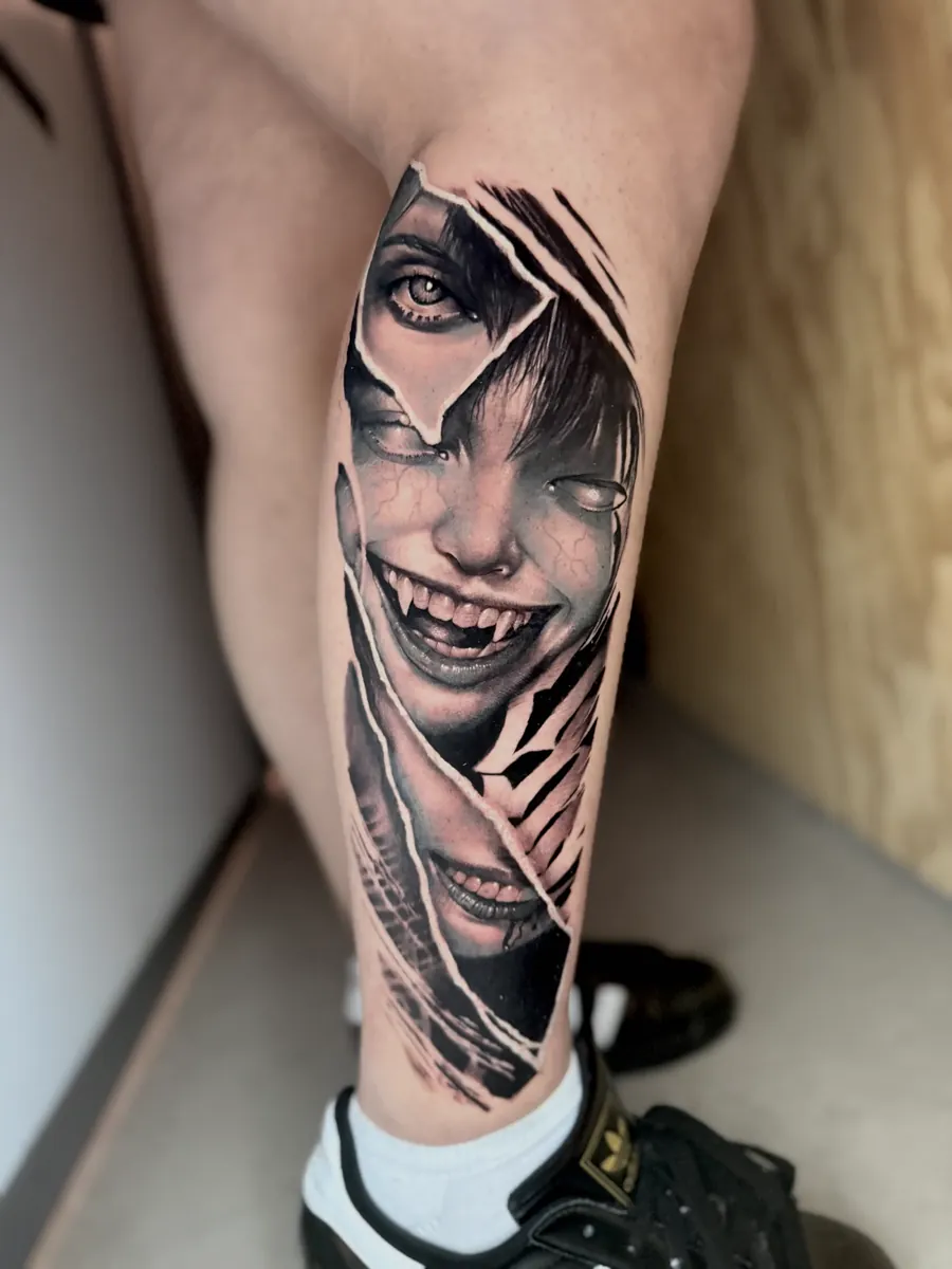 Retrato surreal em realismo black and grey
